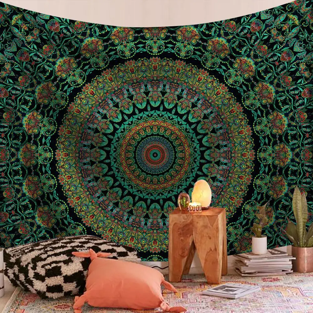 thumbnail image 1 of Tapiz colgante de pared de Mandala indio, tapiz bohemio de tela para pared, decoración psicodélica Hippie Bohemia, alfombra de pared, decoración de dormitorio, 1 of 4