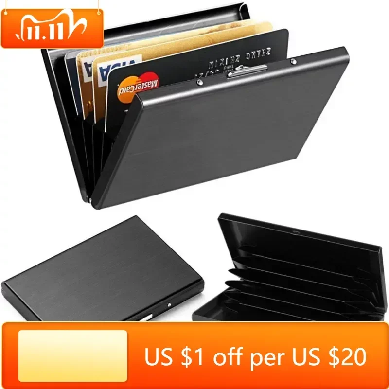 

1pc Card Holder Men RFID Blocking Aluminum Metal Slim Wallet Money Bag Anti-scan Credit Card Holder Thin Case Small Male Wallet
