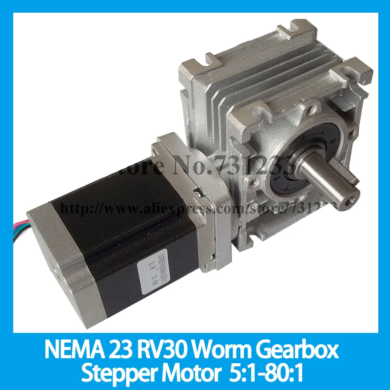 Motor Deslizante da Caixa de Engrenagens do Sem-fim de Nema 23 Rv30 5:180:1 ce Rohs Comprimento do Motor 56 mm 153oz-in Nema23 Motor Deslizante da Engrenagem do Redutor do Sem-fim