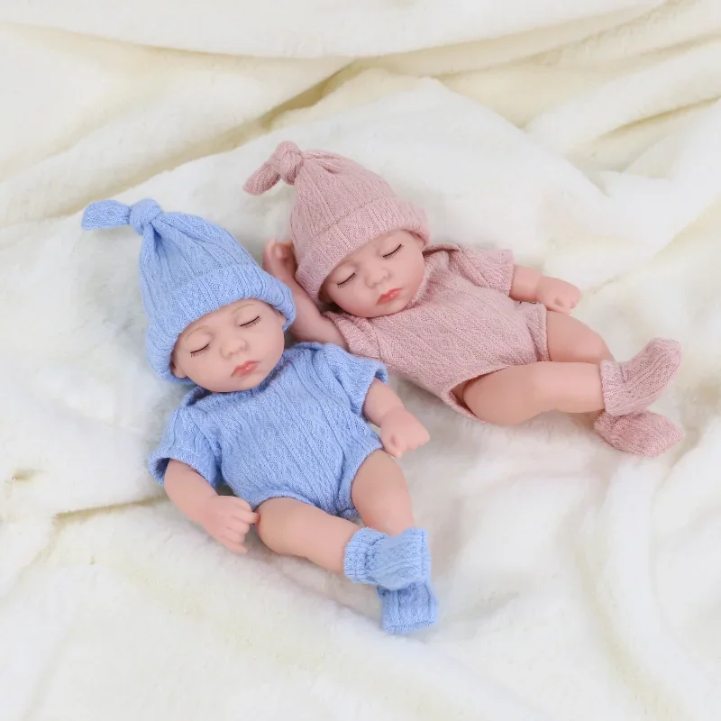 Reborn Dolls 19cm Silicone Lifelike Reborn Baby Toys Waterproof Doll Cute Mini Sleep Soother Doll for Girls Birthday Gift