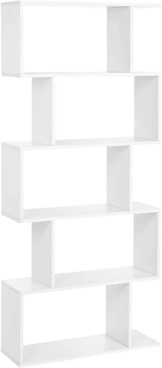 

New Wooden Bookcase, Display Shelf and Room Divider, Freestanding Decorative Storage Shelving, 5-Tier Bookshelf, White