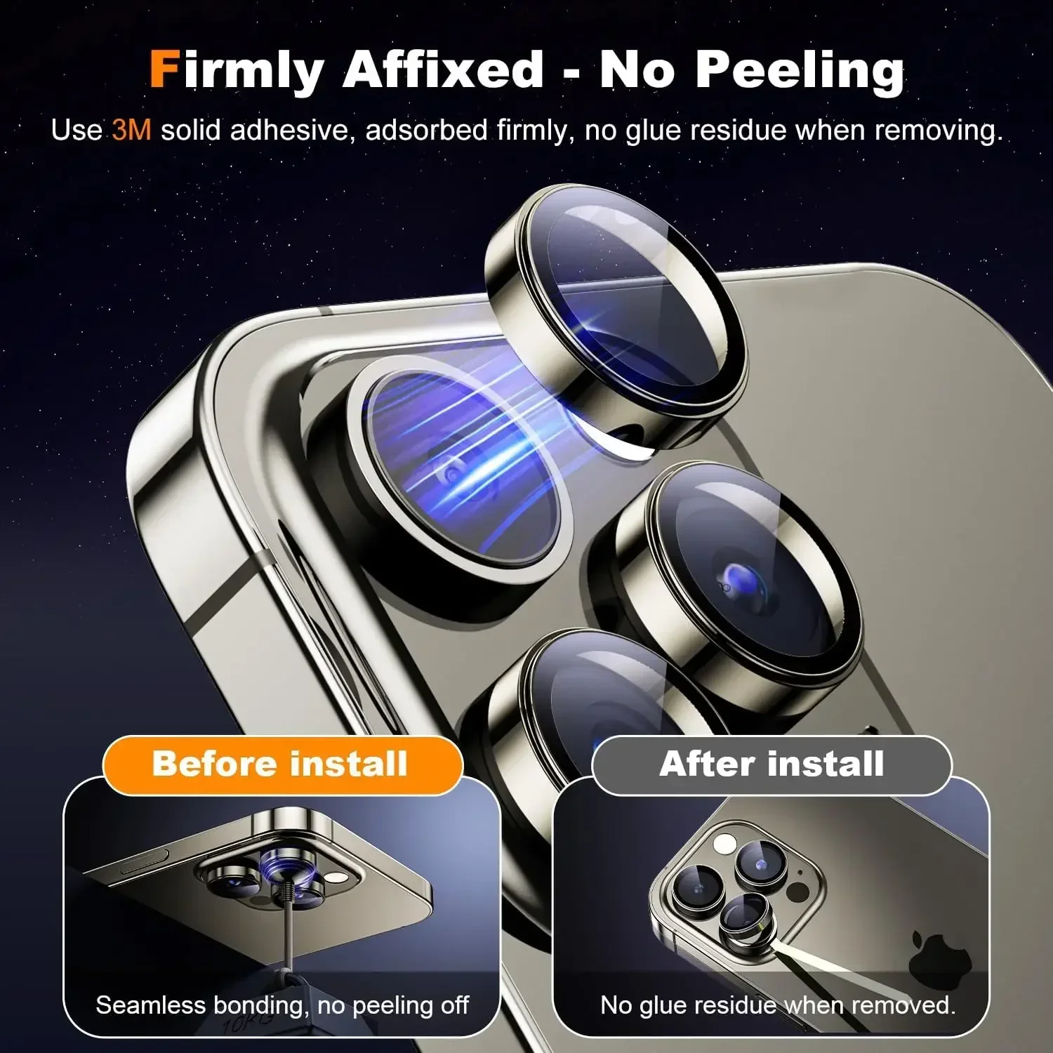 Protezione Fotocamera Niboow Per IPhone 15 Pro / 15 Pro Max - Grigio - Vetro Temperato 9H Con Anello In Alluminio