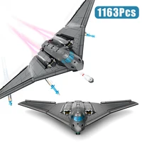 Military USA H-20 Stealth Strategic Bomber Fighter Model Building Blocks Technical Sergeant Combat Aircraft MOC Bricks Toys Gift 1