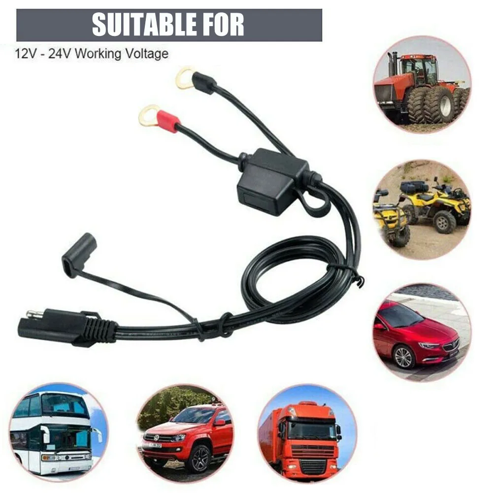 12V-24V Charger Cable Motorcycle Battery Output Connector Terminal To SAE  Quick Disconnect Cable Eyelet Ring Terminal