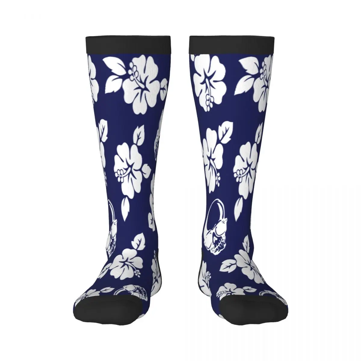 

Unisex Socks Breathable Long Business Harajuku Socks Hibiscus Skull Pattern Sox Sokken for Outdoor Sports