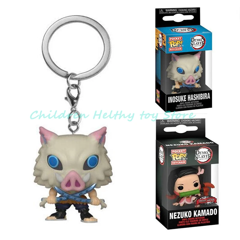 Funko Pocket Keychain Demon Splayer Nezuko Kamado Inosuke Hashibira Pop Vinyl Dolls Model Toys Adult Kids Birthday Gift