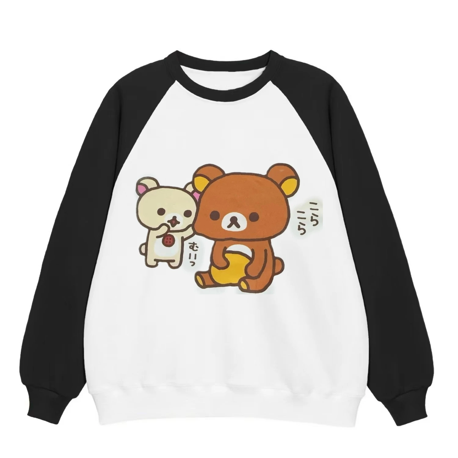 Fleece-lined relaxed fit bear black raglan sweatshirt