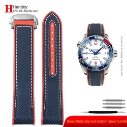 Omega Seamaster Ocean Series Premium Watch Strap - Fabric, Nylon, and Rubber - 20mm (Blue white silver)