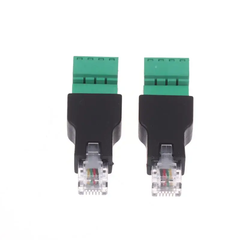 1/2Pcs 6P4C 남성-4핀 나사 터미널 RJ11 이더넷 커넥터 변환기(전화 수신기용) 연장 케이블 어댑터