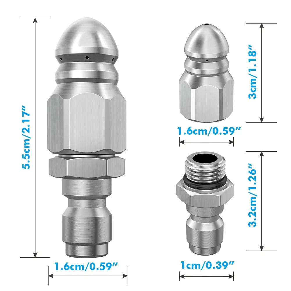 High-Pressure Stainless Steel Water Jet Sprayer Nozzle for Efficient Sewer Cleaning