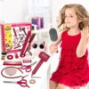 Girls Beauty Hair Salon Toy Kit Play Makeup Set with Blow Dryer Barber Costume Apron for 3+ Years Old Girl Birthday Gifts 1