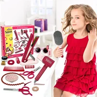 Girls Beauty Hair Salon Toy Kit Play Makeup Set with Blow Dryer Barber Costume Apron for 3+ Years Old Girl Birthday Gifts 1
