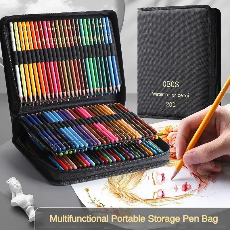 48/72/120/150/200 Professional Oil Color Pencil Set Watercolor Drawing  Colored Pencils Storage Bag Stationary School Supplies