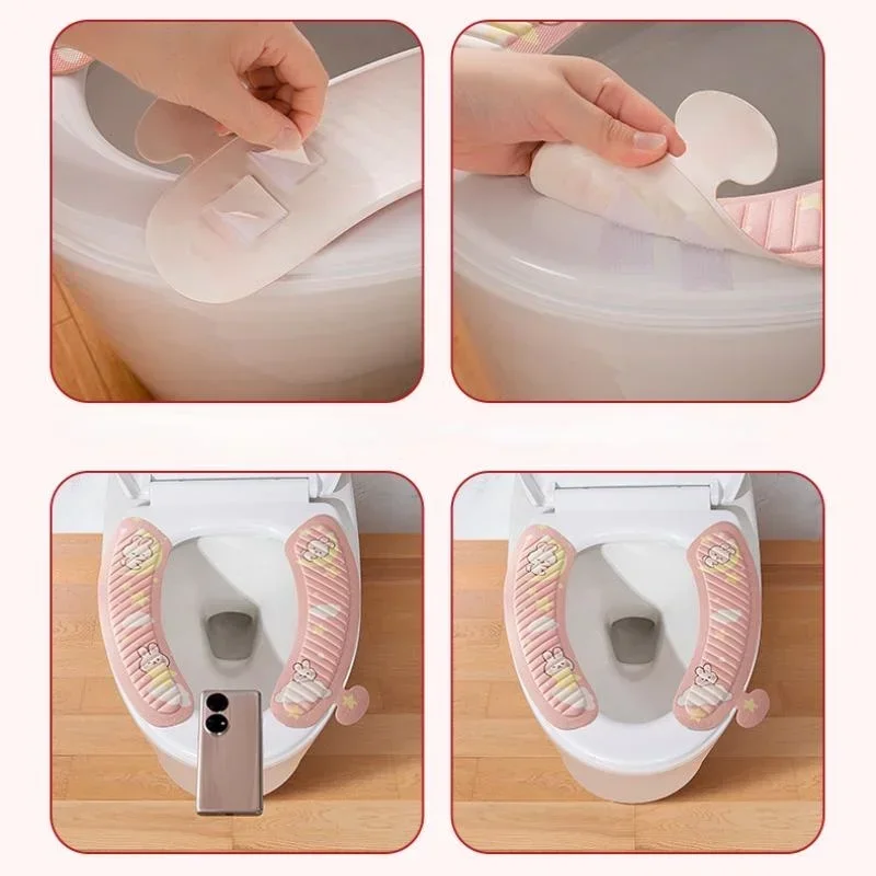 Home Toilet Mat Seat Cushion Paste Type Four Seasons Universal Potty Mat Cartoon Cute Toilet Cover Waterproof Sticker