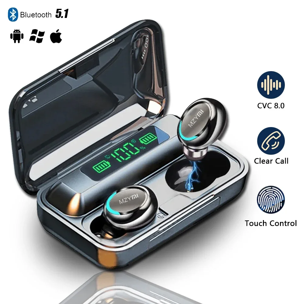 

MZYMI Original F9 Upgrade Headphone New TWS Bluetooth Wireless Earphone Touch HiFi Stereo Sport Waterproof Headset Bulit-in Mic