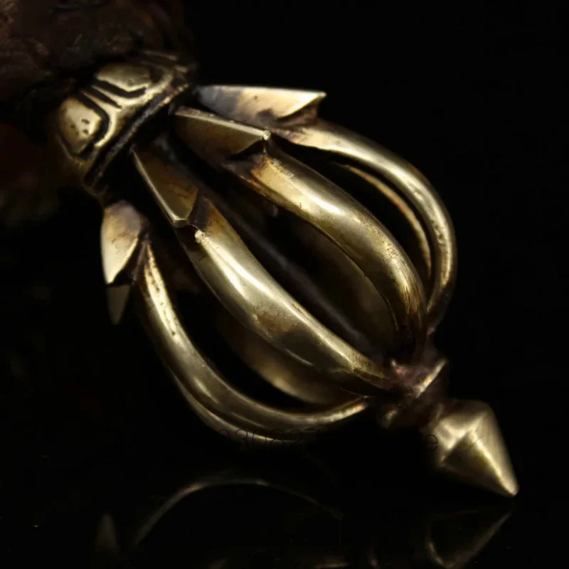 7"Tibetan Temple Collection Bronze Nine Shares Dorje Vajra Phurpa Box set Pendant Amulet Dharma Town house Exorcism 4