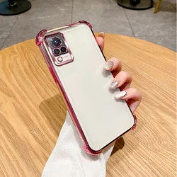 Clear Electroplate Shockproof Phone Case - Enhanced Protection Cover for vivo Y33 2020 (Pink)
