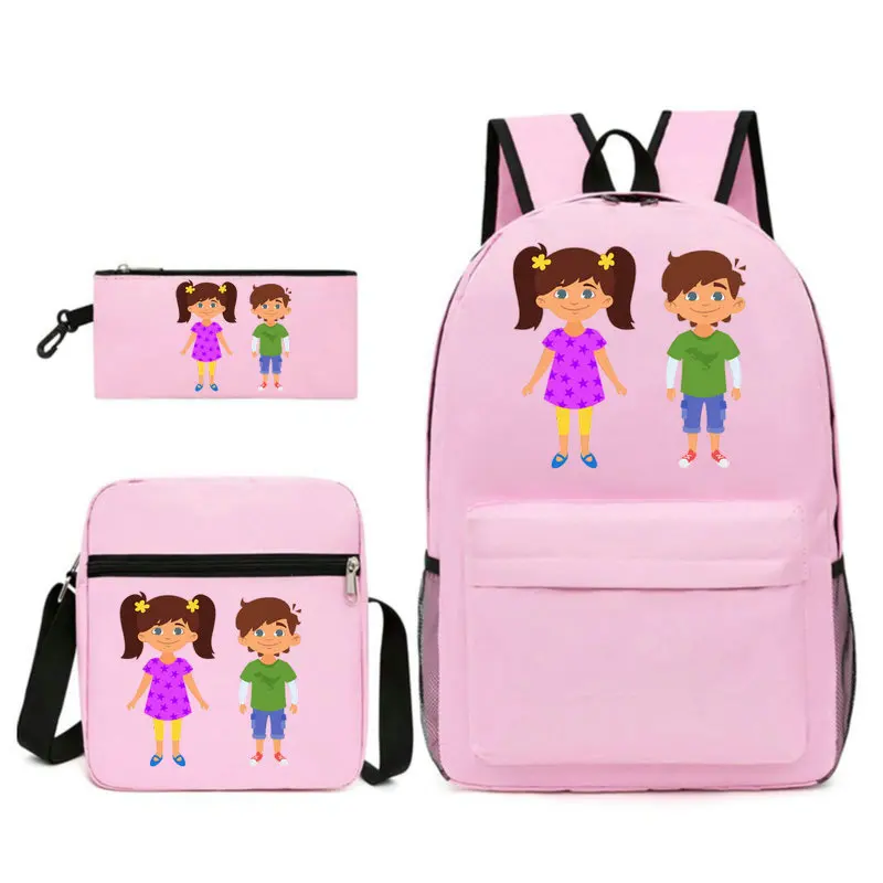 New 3Pcs/set Cute Student Boy Girl Backpack Student Schoolbag with Crossbody Bag Children Teenager Cartoon School Bookbag
