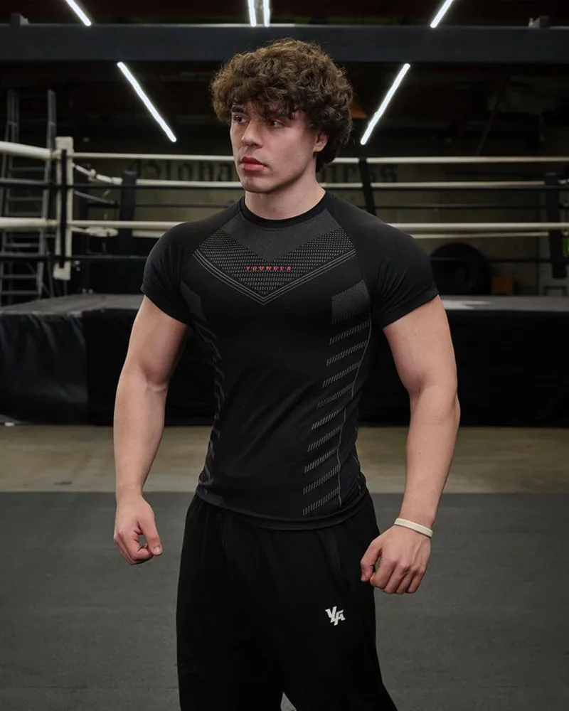 Roupa de Fitness Respirável Apertada Masculina de