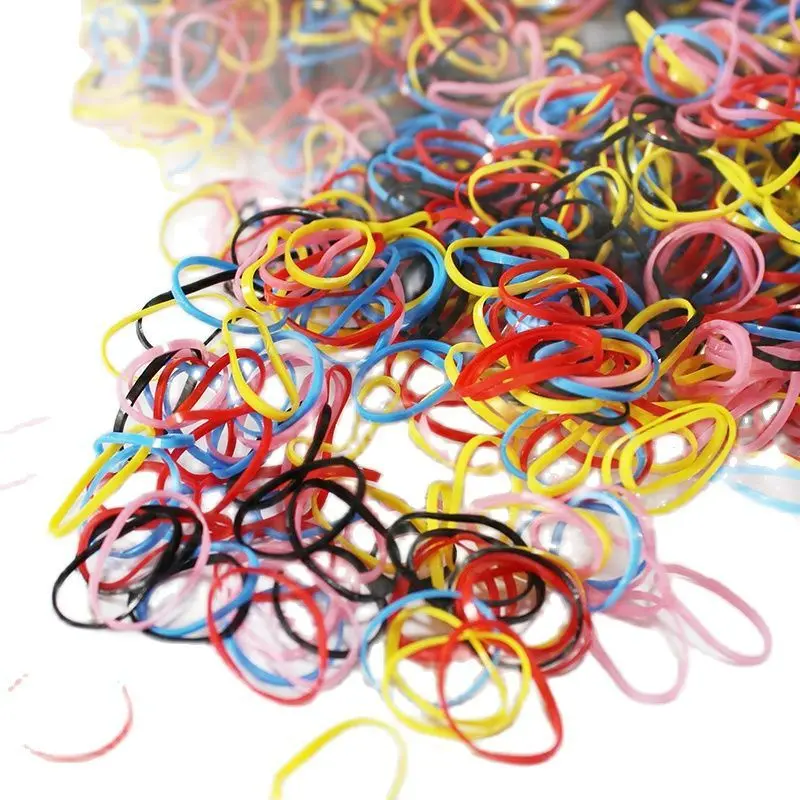 

100pcs Colorful Disposable Hair Bands Scrunchie for Kids Girls Elastic Rubber