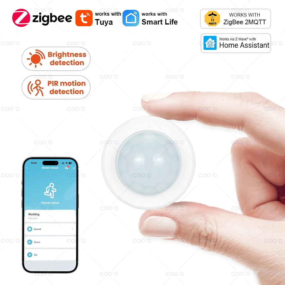 Tuya Zigbee 3.0 Motion Sensor With Pir + Lux Detection Infrared Human Body Infrared Sensor Anti theft Security Detector motion sensor,human presence sensor,pir motion sensor,infrared detector sensor