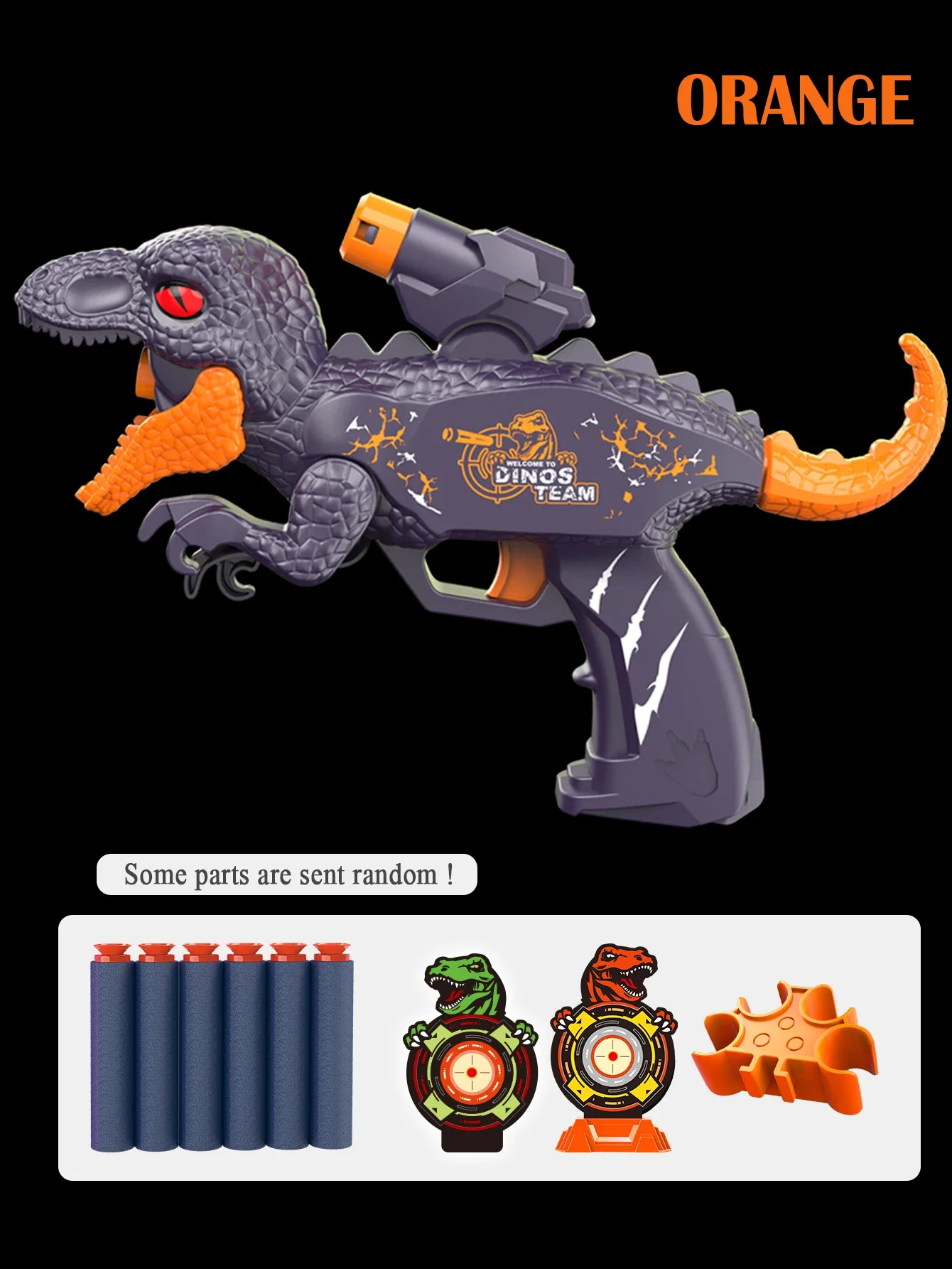 Dinosaur EVA Suction Cup Soft Bullet Gun Toy, Aerodynamic Dual Ballistic Launcher For 8+ Some Accessories Random 4