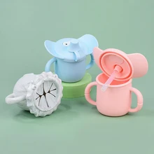 

Elephant Drinking Baby Feeding Cups Silicone Sippy Cup Food Grade Lion Cartoon Baby Learning Cups Snack For Toddlers Kids