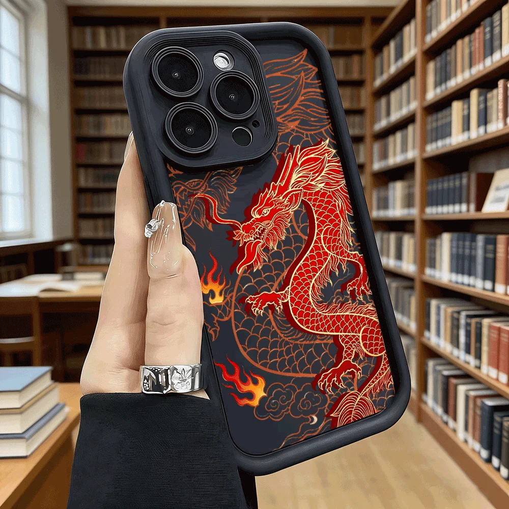 Luxury Red Chinese Dragon Anti-Slip TPU Phone Case - Full Protective Cover