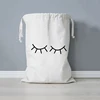 Large Cotton and Linen Laundry Bag Clothes Toys Storage Bag Printing Fabric Drawstring Duffle Bag Dirty Clothes Organizer Bags 3