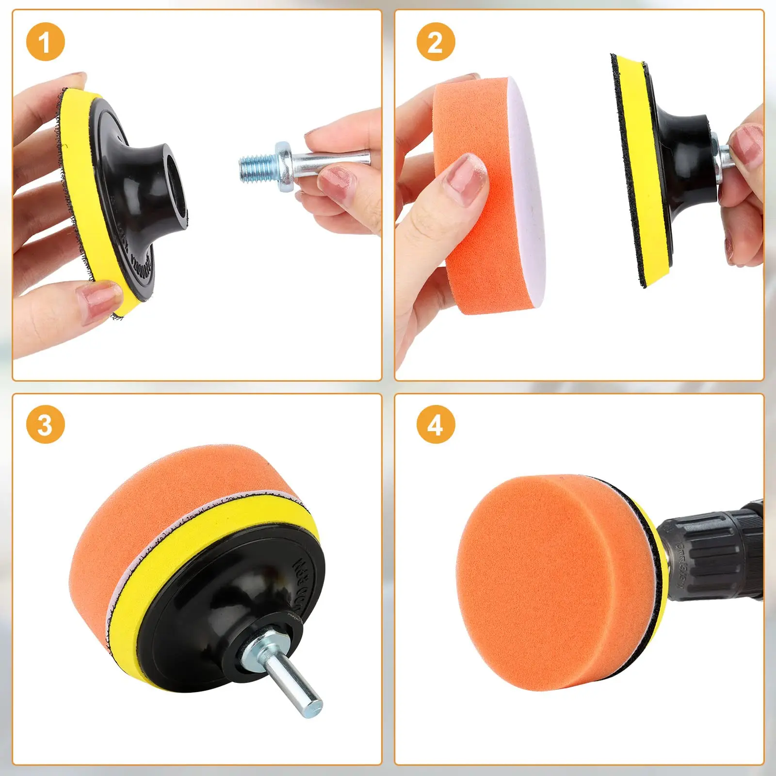 13 Pcs Car Polishing Sponges Pad Set Polishing for Cordless Screwdriver Machine Pad Drill Grinding