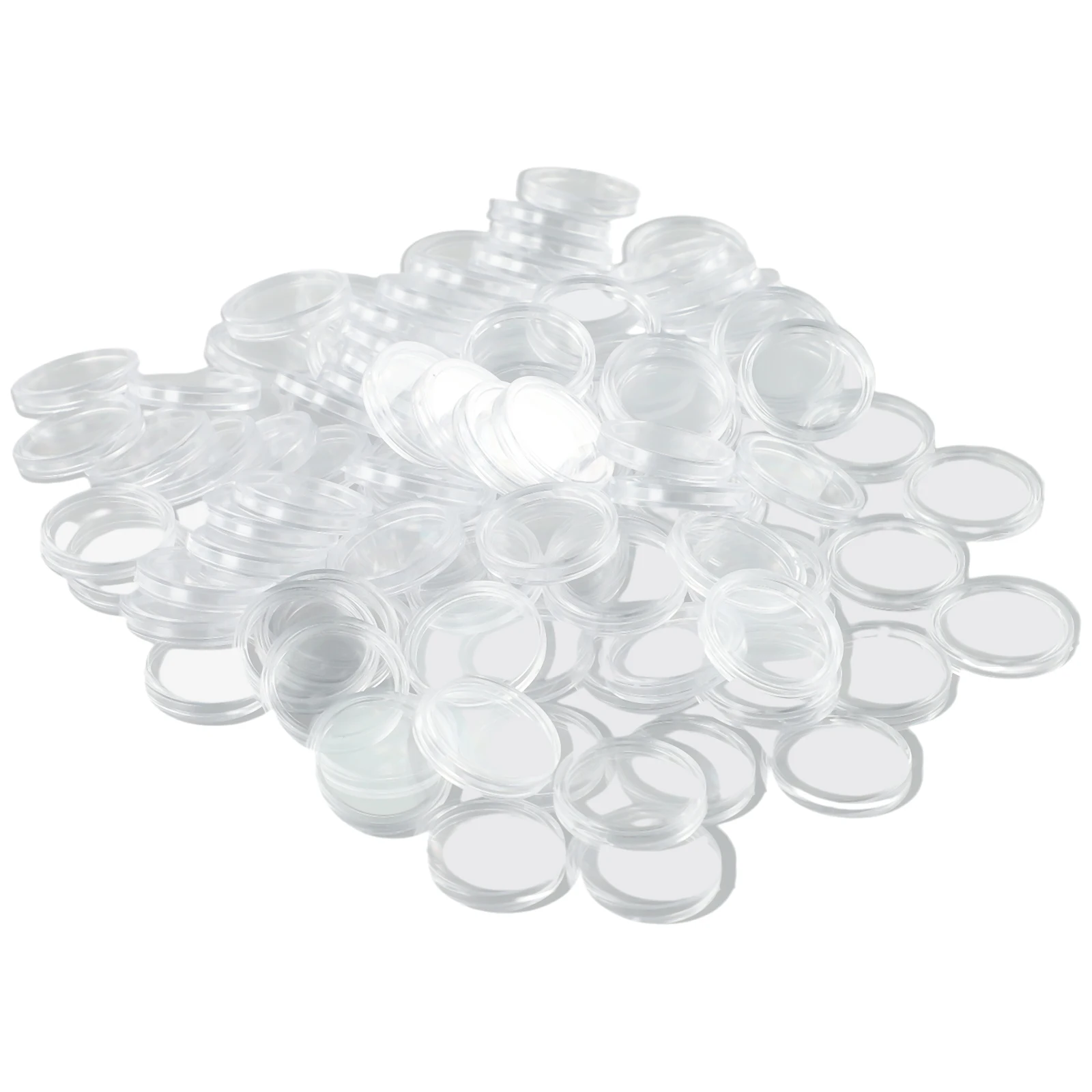 100Pc 21mm Coin Capsules Storage Box Clear Plastic Coin Cases Holders Protector Coin Capsules Storage Transparent Round Coin Box