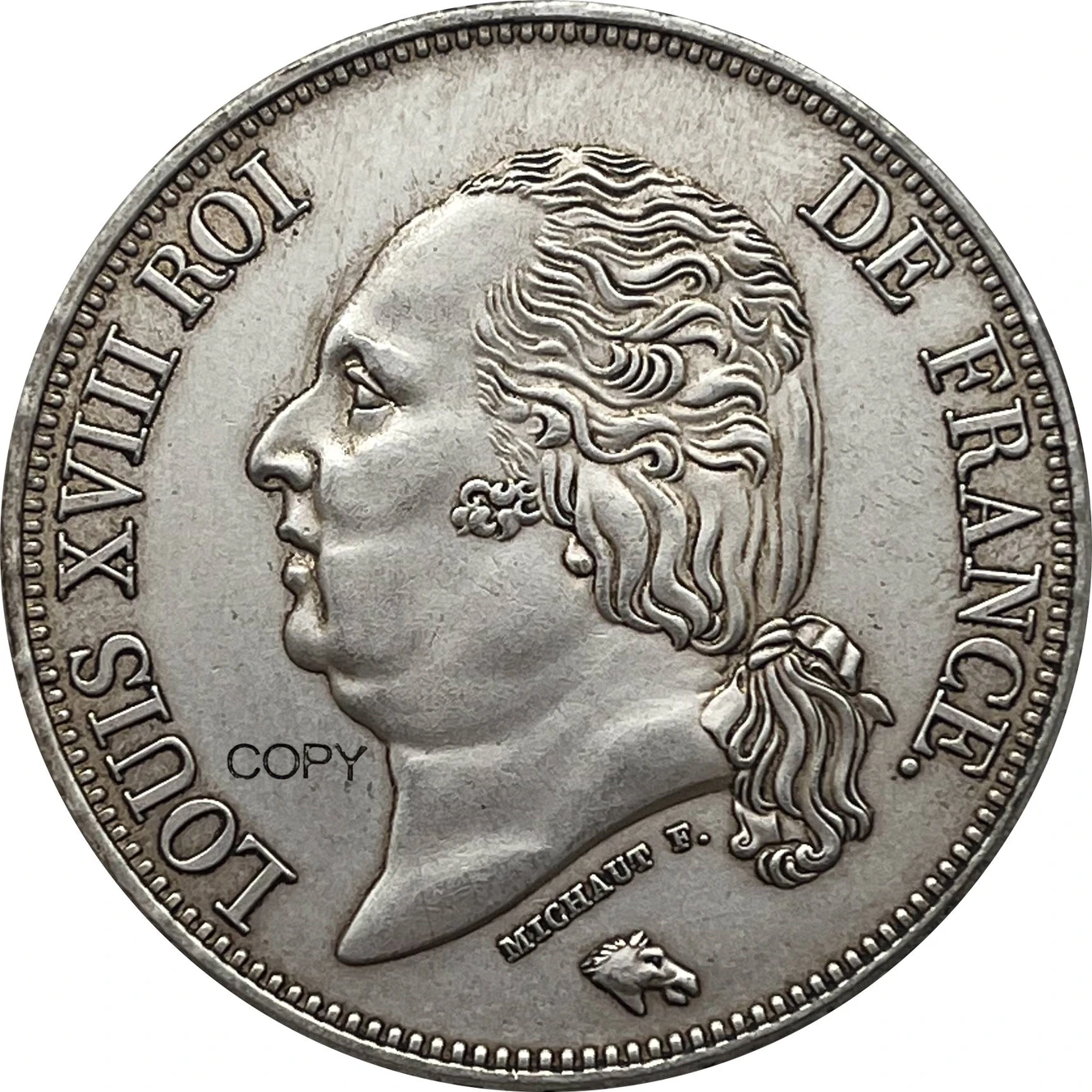 France 1819 BB 5 Francs Louis XVIII Silver Plated Copy