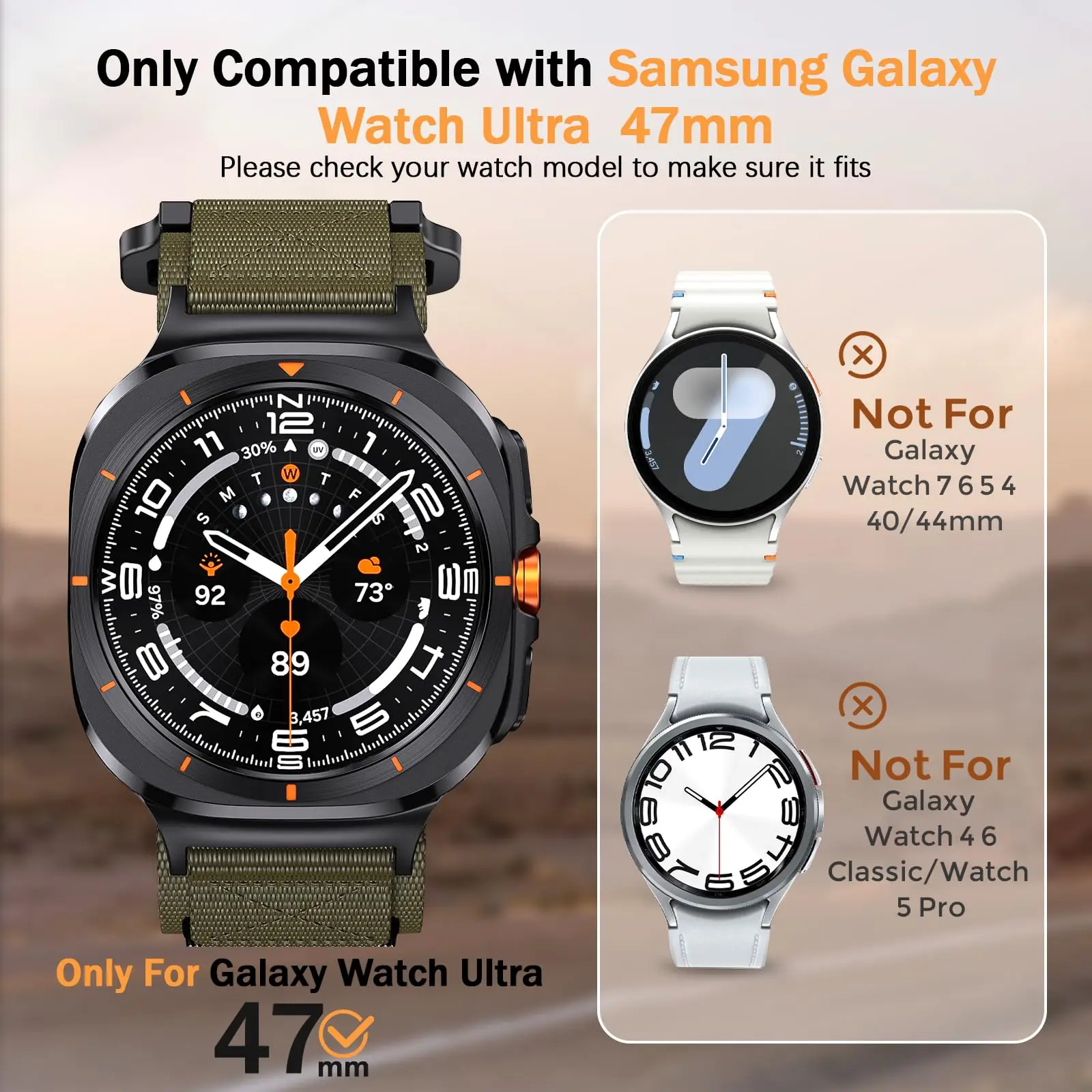 Sport Breathable Nylon Replacement Watch Band - 47mm