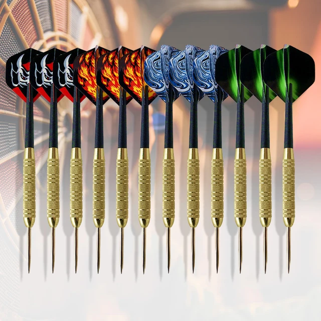 12Pcs Metal Tip Darts Aluminium Shaft with Gift Box Compact Steel Tip Darts  Set