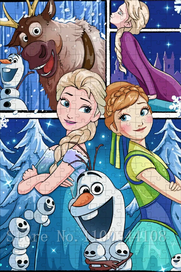 Disney Movies Frozen Cartoon Puzzles Princess Elsa and Anna Jigsaw Puzzles for Girls Handmade Intelligence Toys New Year Gifts
