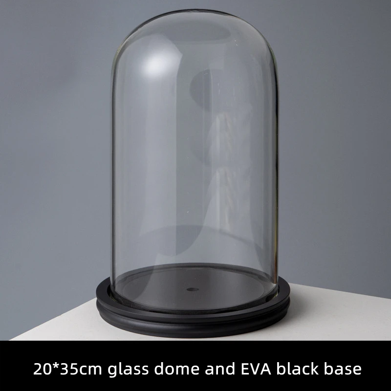 

20*35cm Big Size Transparent Glass Dome Vase Home Decoration New Style EVA Black Anti-Fall Base Cover DIY Birthday Wedding Gift