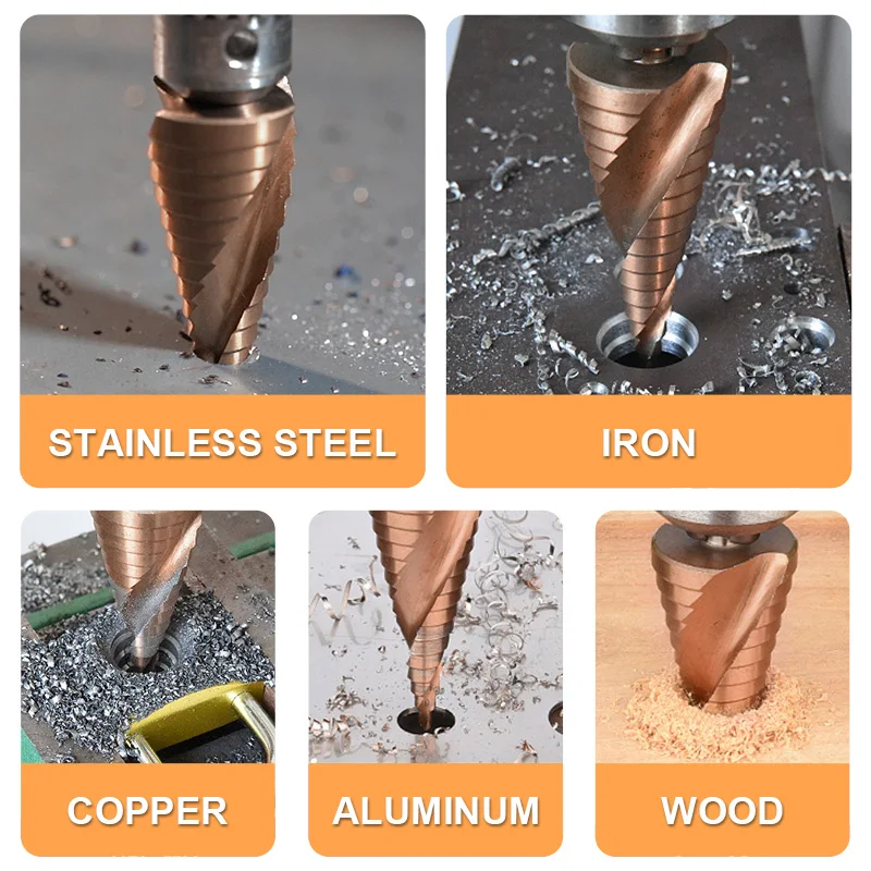 Step Drill Bit 1PCS/3PCS M35 5% Cobalt HSS Step Drill Bits for Stainless Steel Metal Wood Hex Metal Core Stepped Drill Bit Set 4-12mm/20mm/32m