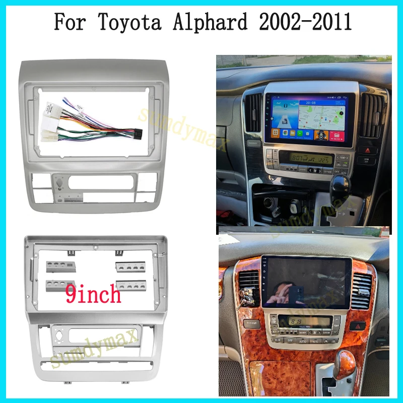 

9-дюймовый автомобильный радиоприемник для Toyota Alphard 2003-2008, большой экран, 2 Din, android, автомобильный радиоприемник, рамка