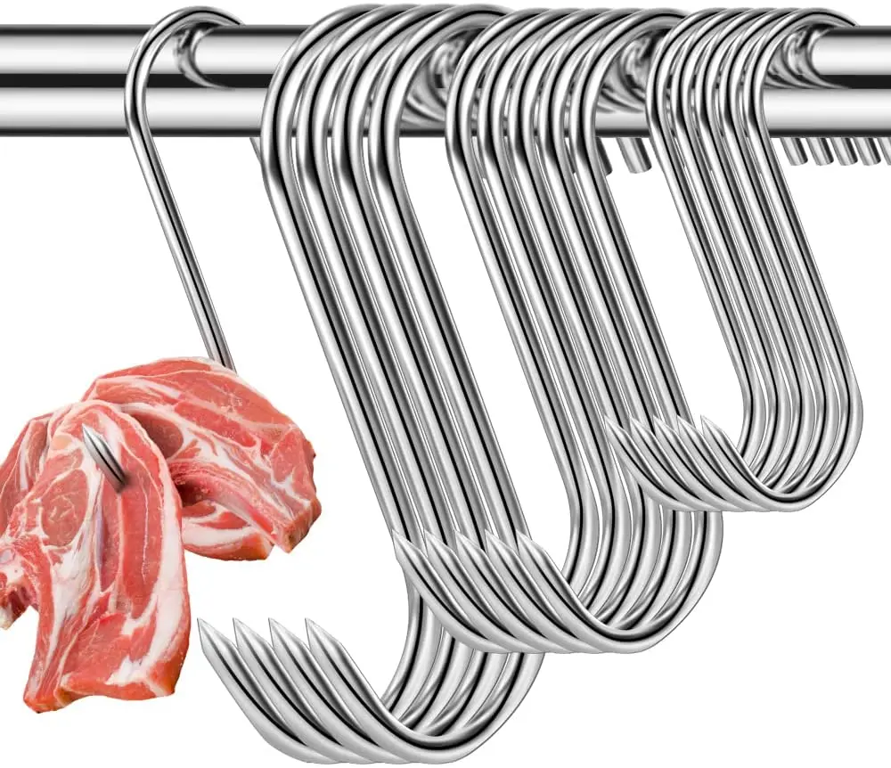 Meat Hooks Stainless Steel Cured Meat Hanging Hook Drying Smoking Butchering  Hunting Chicken BBQ Bacon S Grill Hooks - AliExpress