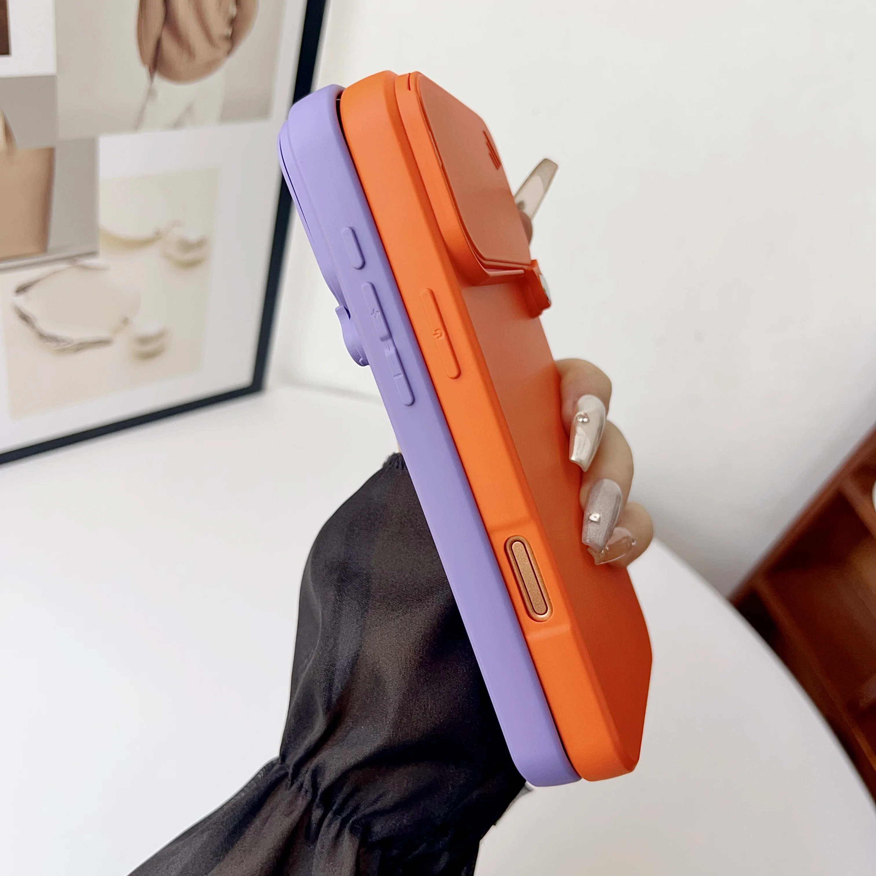 Slide Camera Lens Protection Soft Silicone Shockproof Bumper Phone Case
