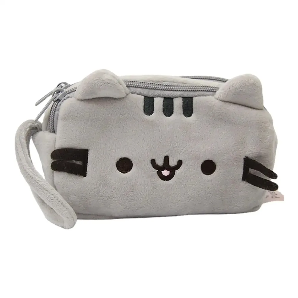 Plush Pencil Case Cute Cat Makeup Bag Large Capacity Portable Stationery Storage Pouch Zipper Closure