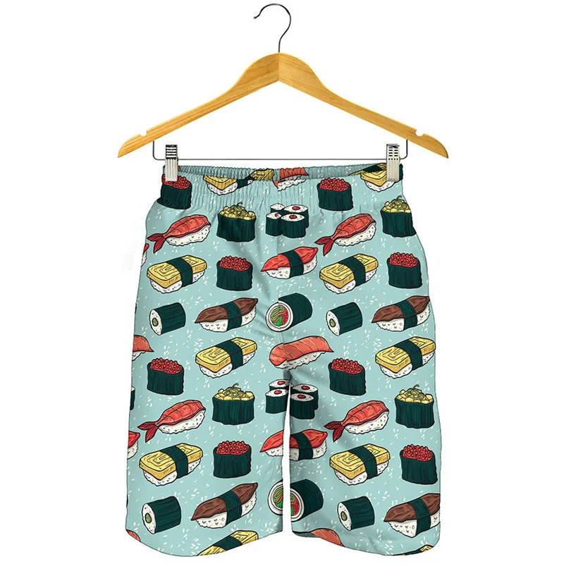 Japanese Sushi Graphic Short Pants For Men 3D Print Cartoon Food Beach Shorts Summer Quick Dry Swim Trunks Surf Board Shorts 2
