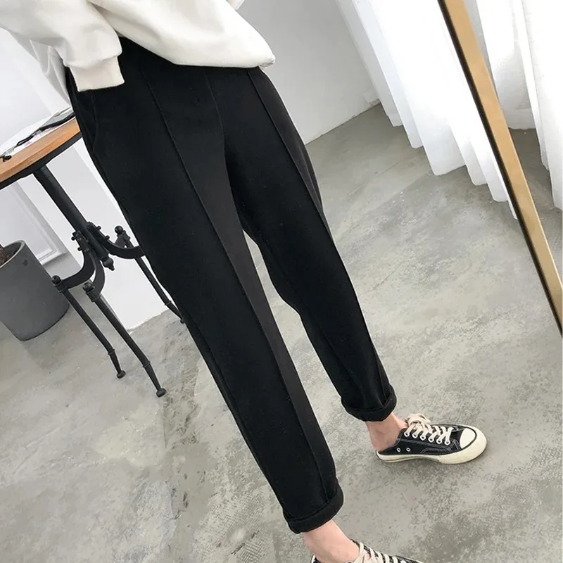New Autumn and Winter Women's Thickened Harlan Pants Fashion Casual Elastic Waist Nine-point Pants Radish Pants 6648