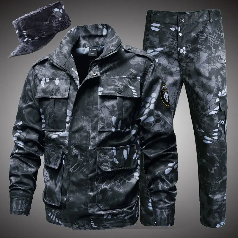 Autumn men's camouflage suit tear-proof welder wear-resistant overalls labor protection suit spring outdoor clothes set