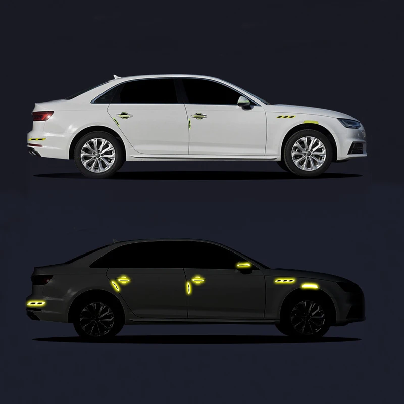 자동차 반사 스트립 탄소 섬유 자동차 스티커, 트럭 자동차 모터, 스크래치 방지 안전 경고 스티커, 6 개