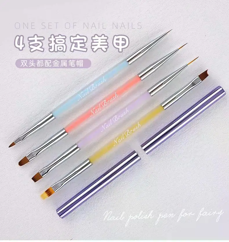 Description Picture 6 of itemDouble-end Crystal Handle Construct Pen Shape Lay Glue Nail Brush Painting Gel Brush Light Therapy Pen Draw Line Drawing Pens