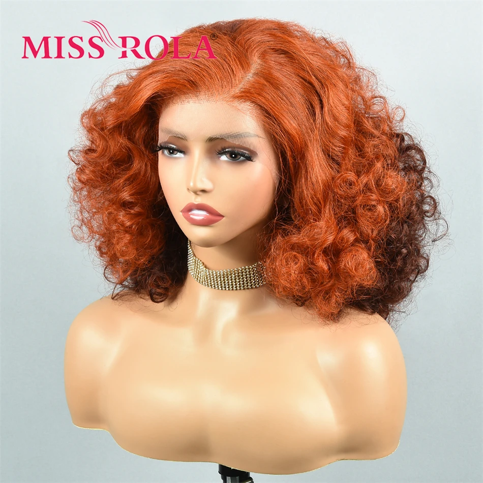 

Miss Rola 12A Grade 250% Density 13X4 Bouncy Curly Lace Front Wigs 100% Human Hair Burmese Hair Wig Ombre Highlights Brown 99J