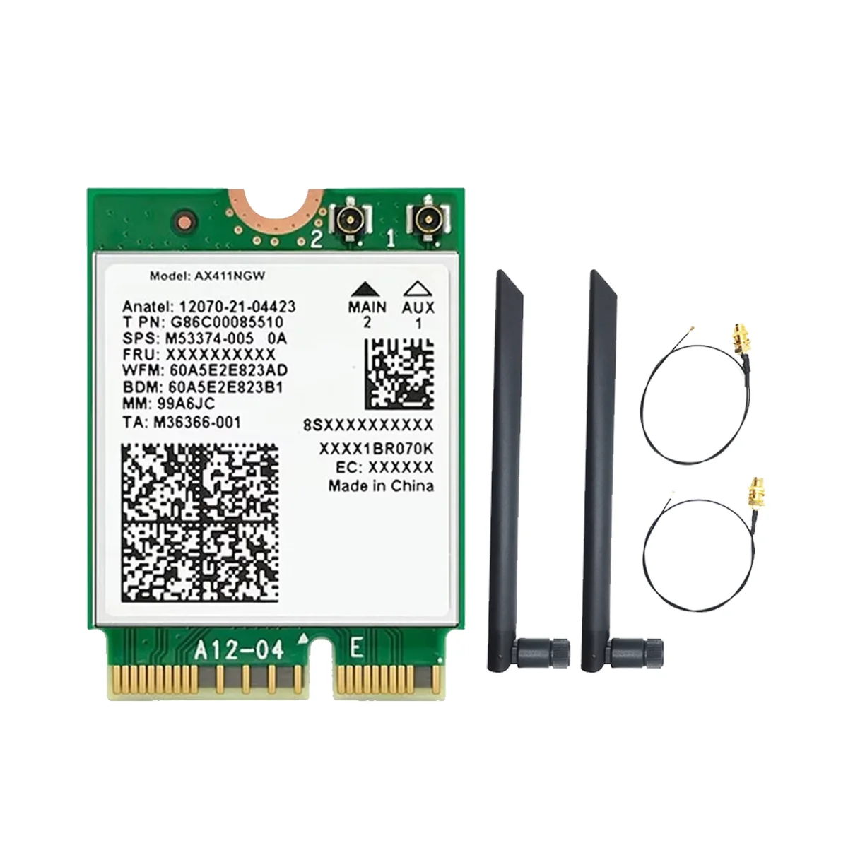 Per Scheda Wifi Intel Ax411 + Antenna 8Db Wifi 6E Cnvio2 Bt 5.3 Adattatore Wifi Tri-Band 5374Mbps Per Laptop/Pc Win10/11-64Bit