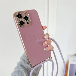 Elegant Crossbody Necklace Lanyard Case - Premium Silicone Cover with Plated Detailing - Samsung A15 (4)
