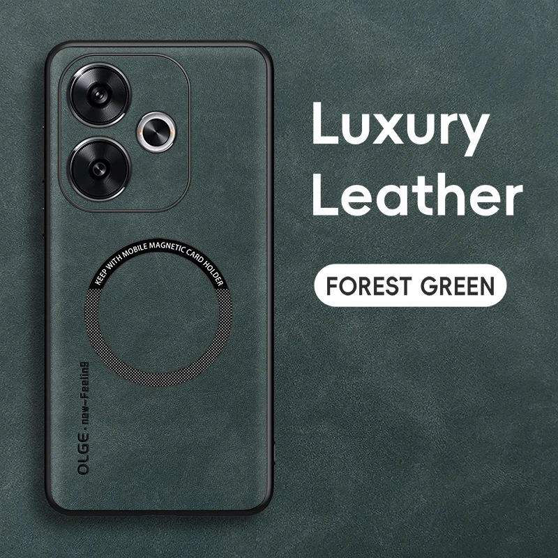 Luxury Leather Magnetic Phone Case with MagSafe Wireless Charging Compatibility